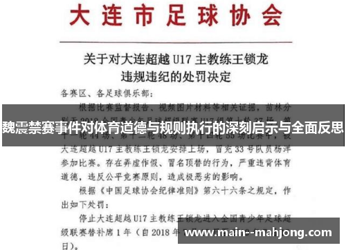 魏震禁赛事件对体育道德与规则执行的深刻启示与全面反思 魏震禁赛事件对体育道德与规则执行的深刻启示与全面反思